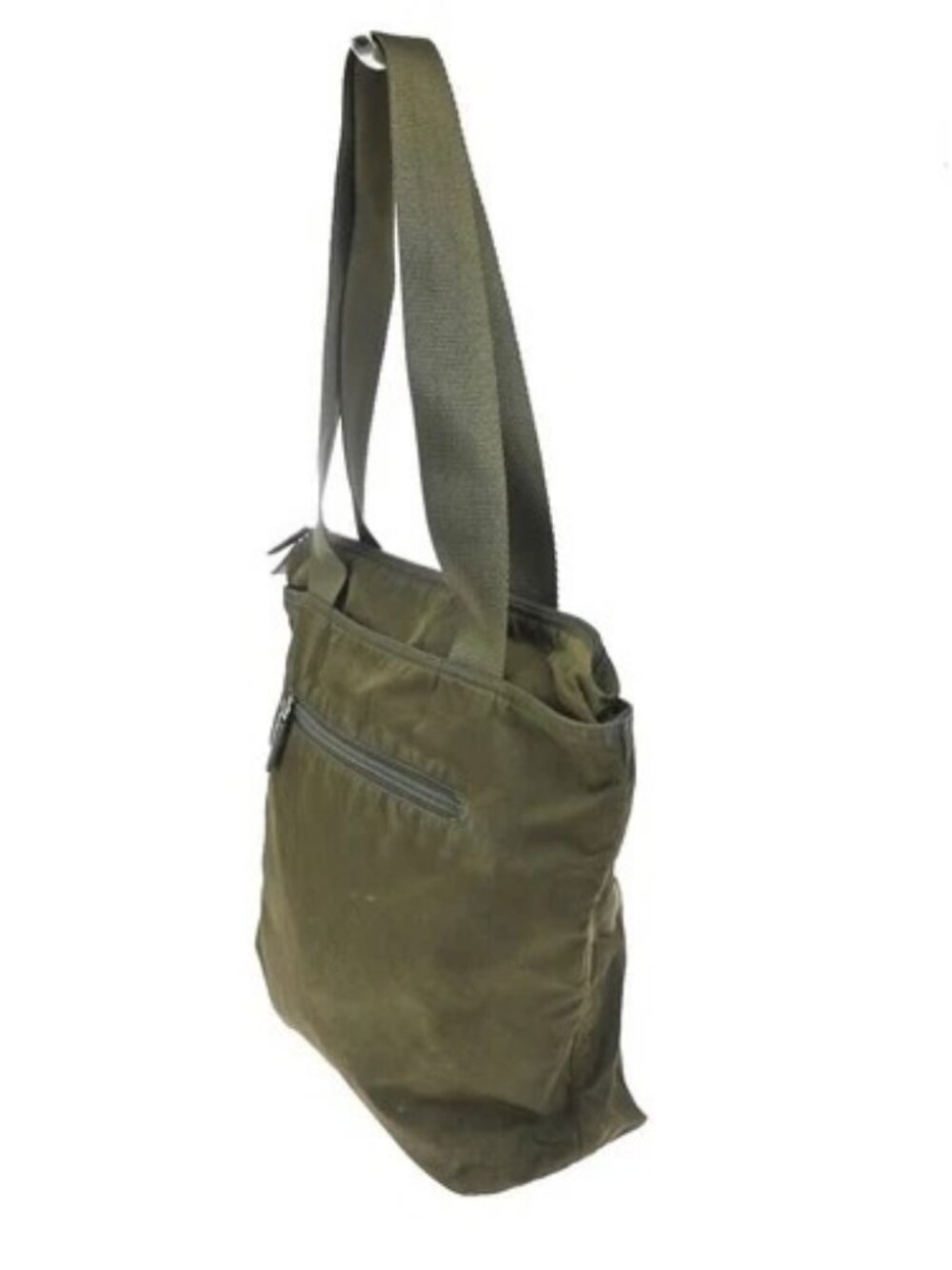 PRADA Logo Shoulder Hand Bag Nylon Leather Khaki Green 62TA556 - Picture 4 of 15